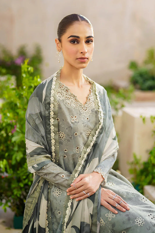Iznik Embroidered & Printed Lawn 3 Piece Dress