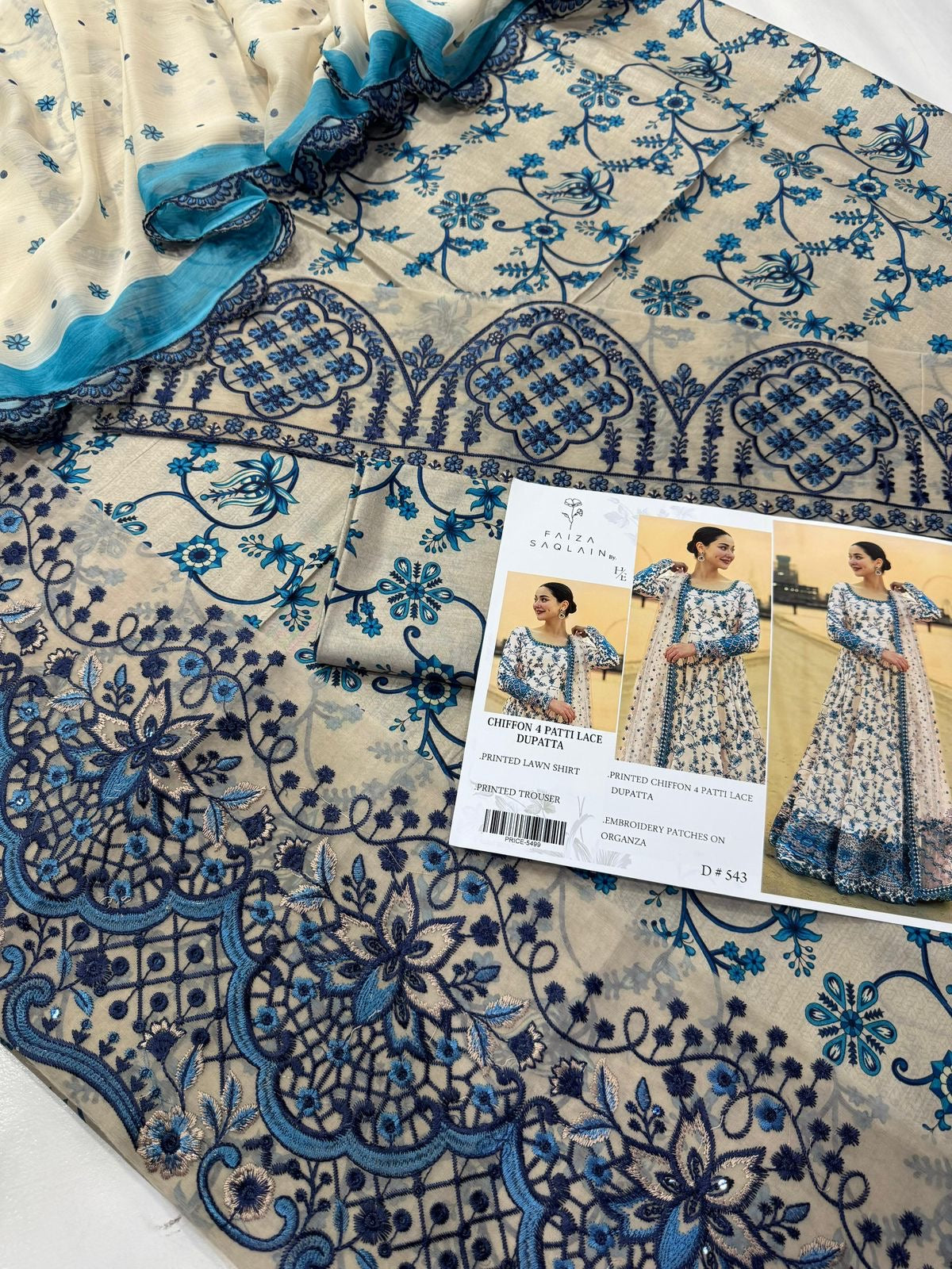 Faiza Saqlain Embroidered & Printed Lawn 3 Piece Dress