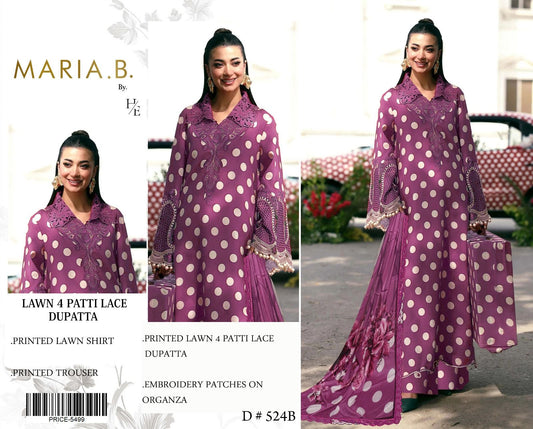 Maria .B Embroidered & Printed Lawn 3 Piece Dress