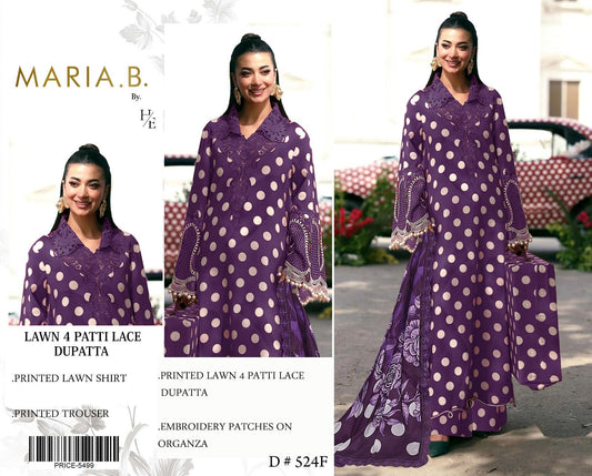 Maria .B Embroidered & Printed Lawn 3 Piece Dress