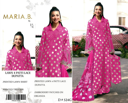 Maria .B Embroidered & Printed Lawn 3 Piece Dress