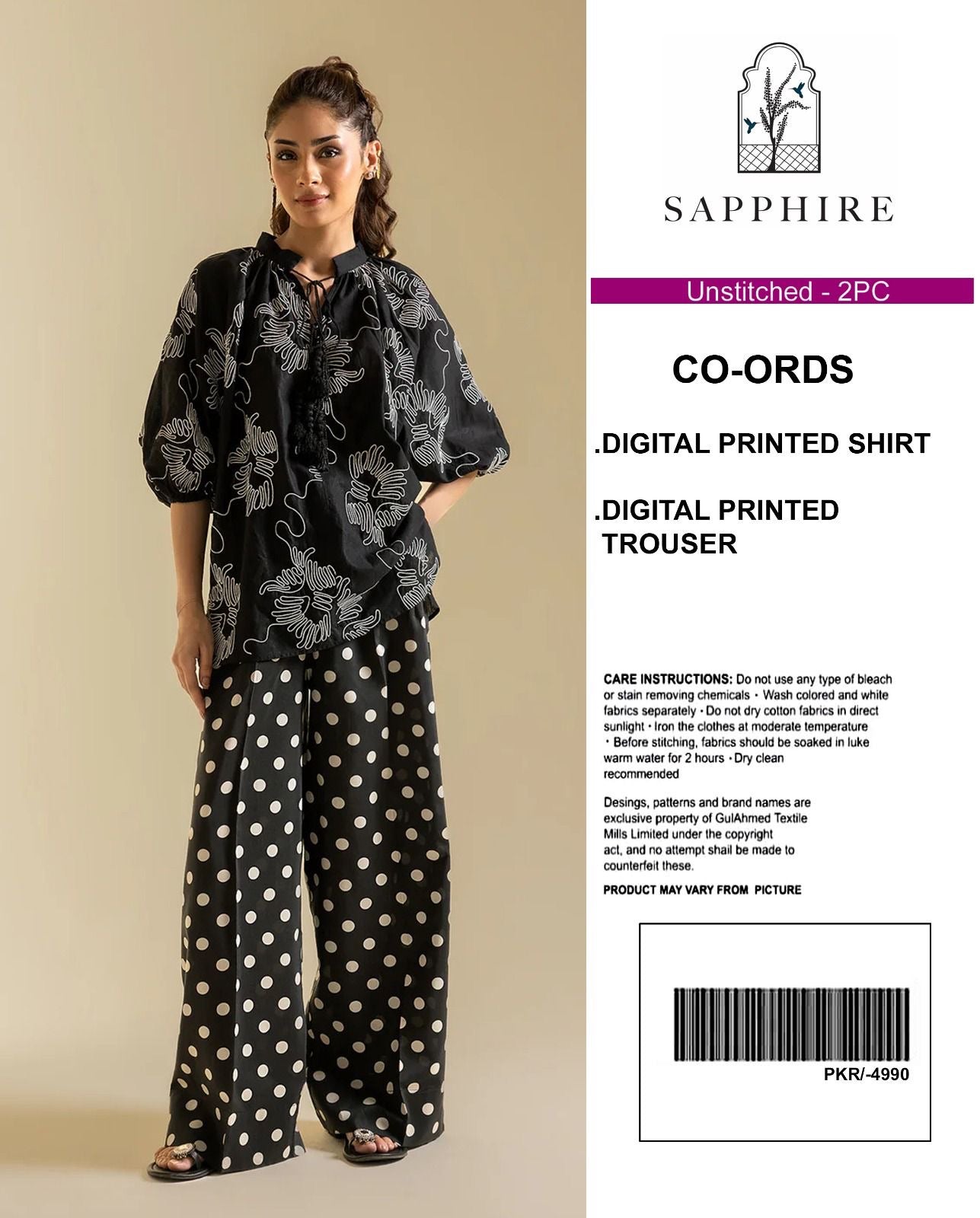 Sapphire Digital Printed Co-Ords Set (Shirt & Trouser)