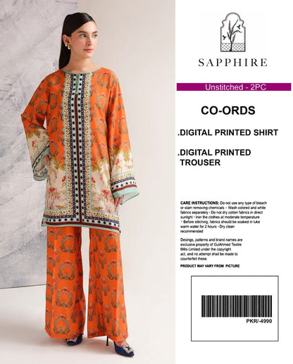 Sapphire Digital Printed Co-Ords Set (Shirt & Trouser)