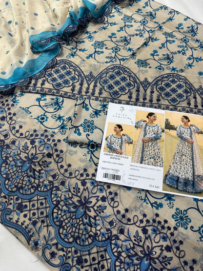 Faiza Saqlain Embroidered & Printed Lawn 3 Piece Dress