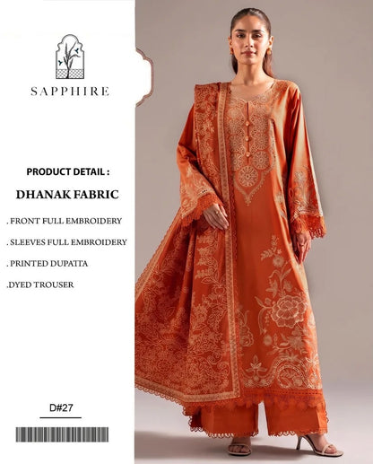 DHANAK 3PC – HEAVY EMBROIDERED