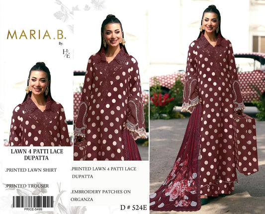Maria .B Embroidered & Printed Lawn 3 Piece Dress