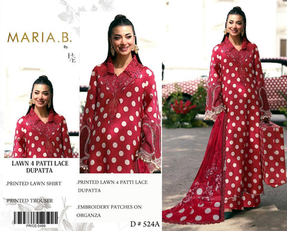 Maria .B Embroidered & Printed Lawn 3 Piece Dress (Copy)