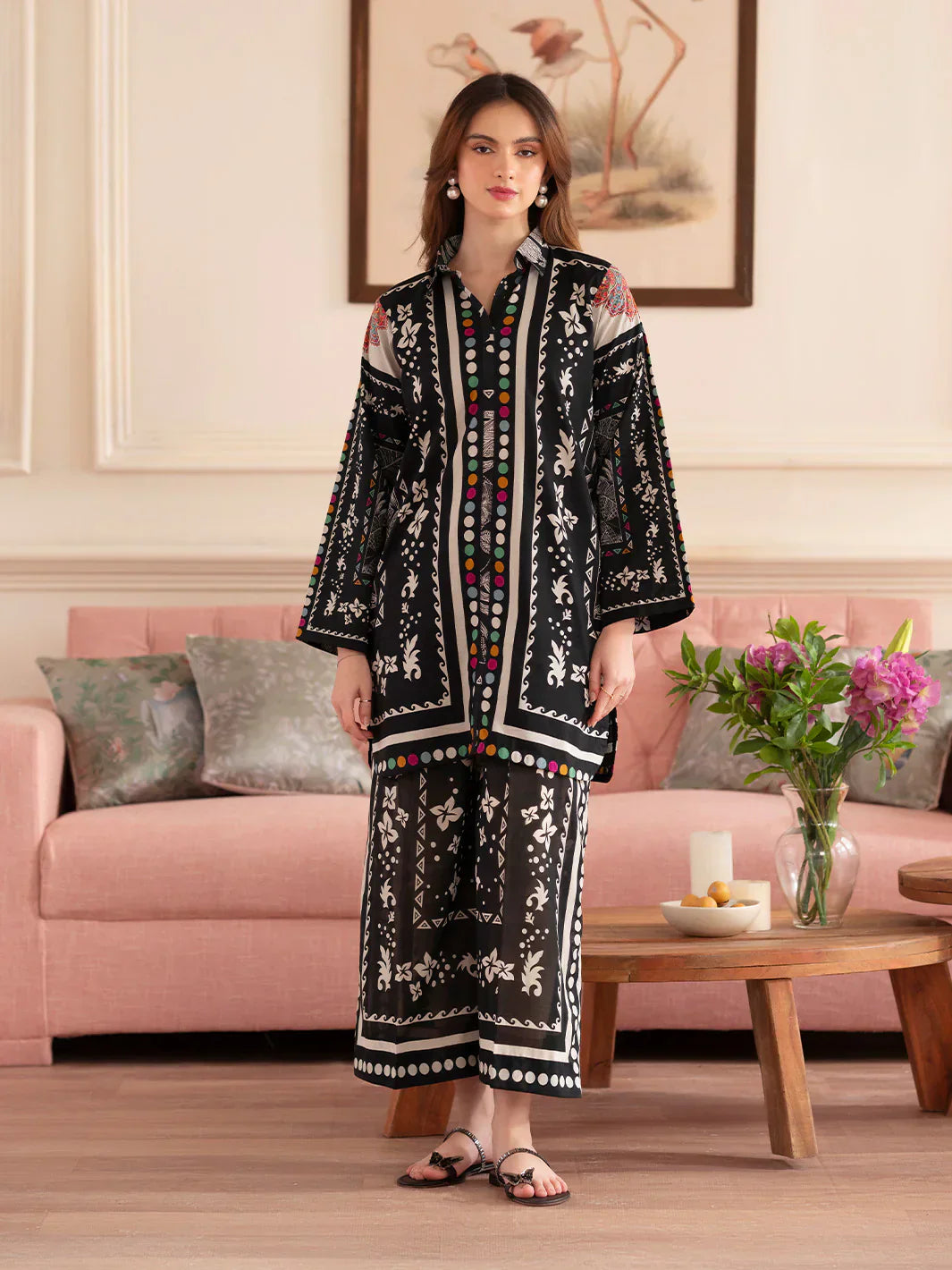 MAHNUR Digital Printed Co-Ords Set (Shirt & Trouser)
