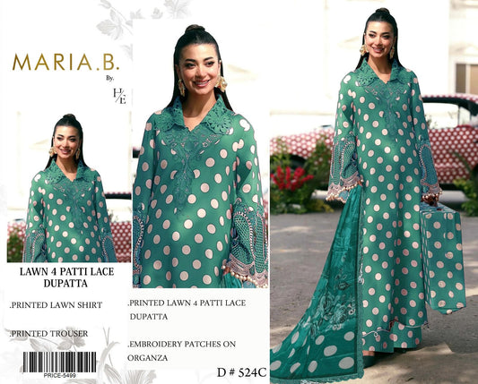 Maria .B Embroidered & Printed Lawn 3 Piece Dress