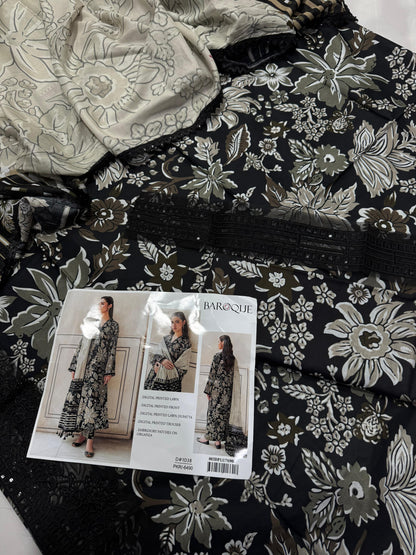 Baroque Embroidered & Printed Lawn 3 Piece Dress