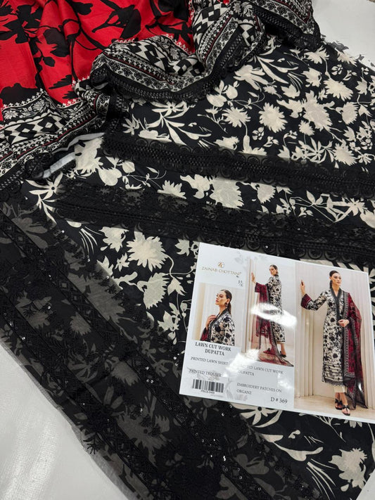 Zainab Chottani Embroidered & Printed Lawn 3 Piece Dress