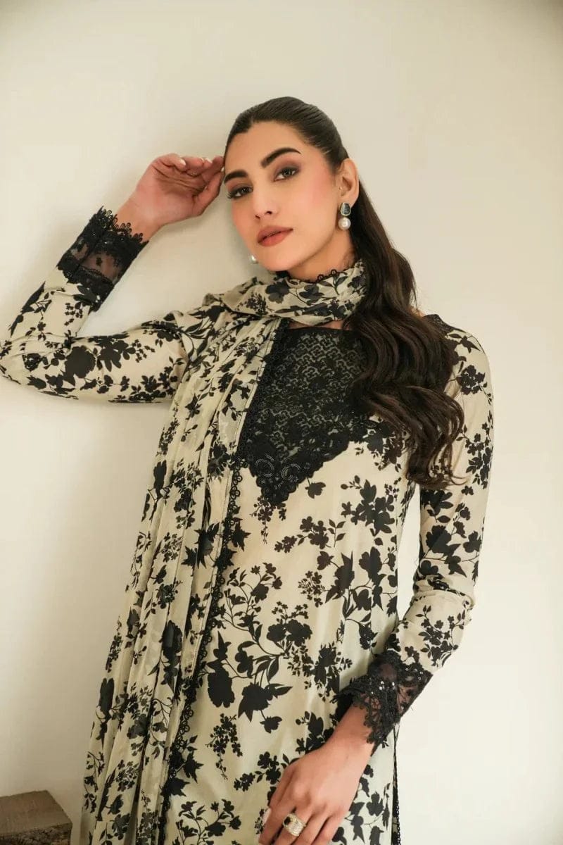 Aneela’s Embroidered & Printed Lawn 3 Piece Dress