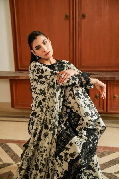 Aneela’s Embroidered & Printed Lawn 3 Piece Dress